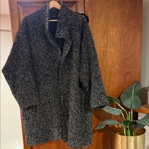 Eileen Fisher Curly Alpaca Wool Blend Notch Collar Coat